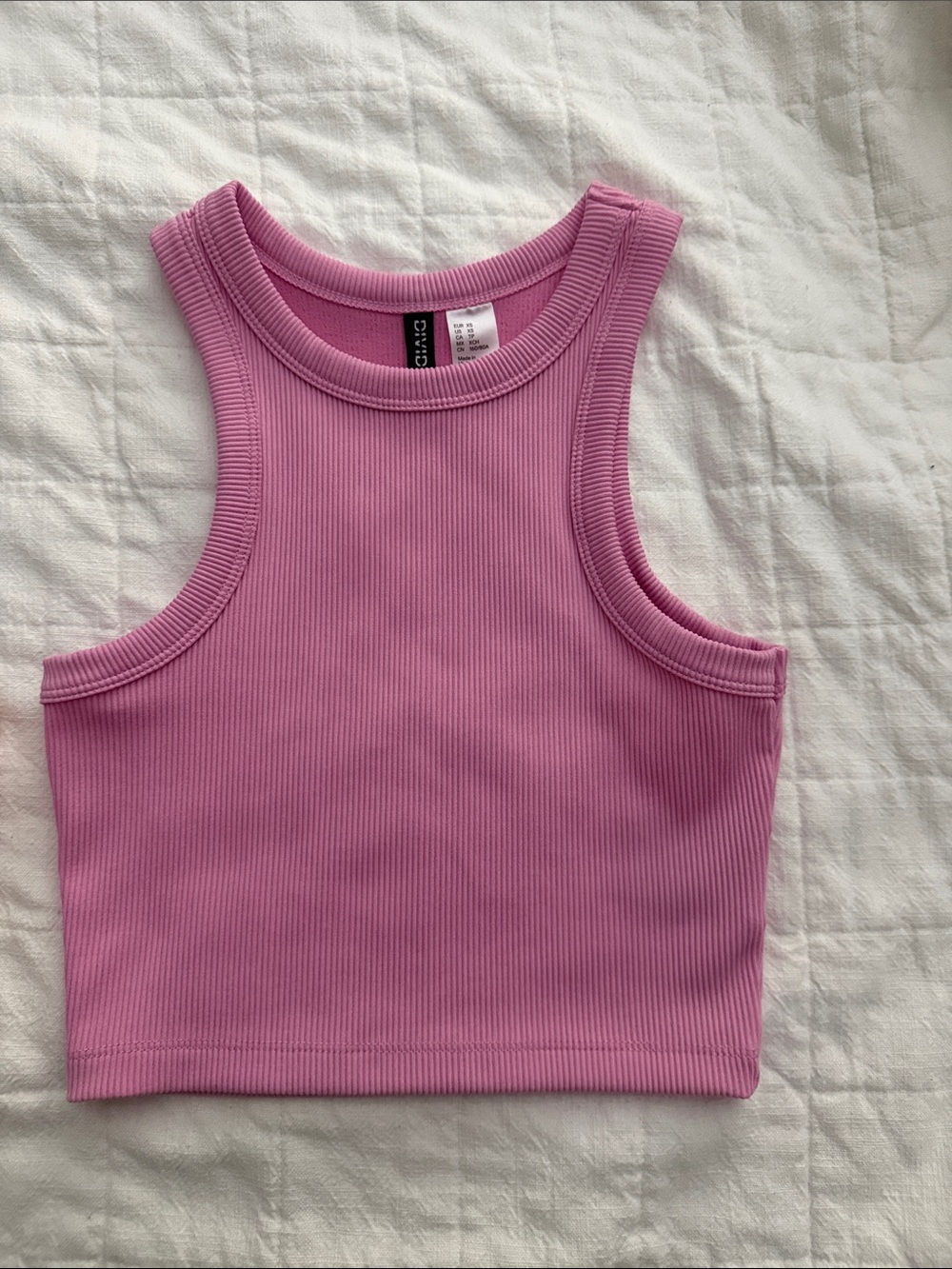 H&M Pink Ribbed Crop Tank Top